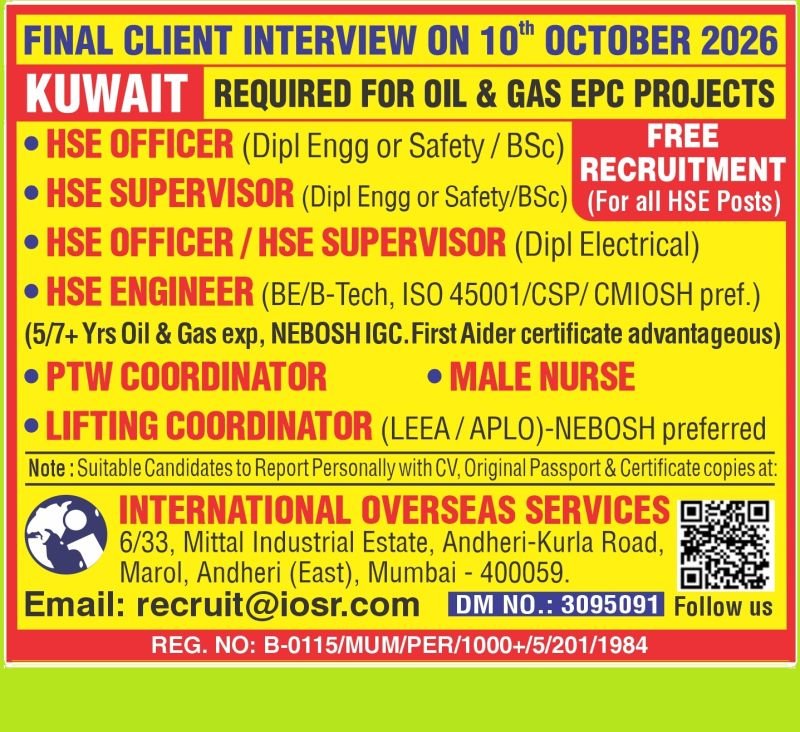 Kuwait : Hiring For oil and gas EPC projects