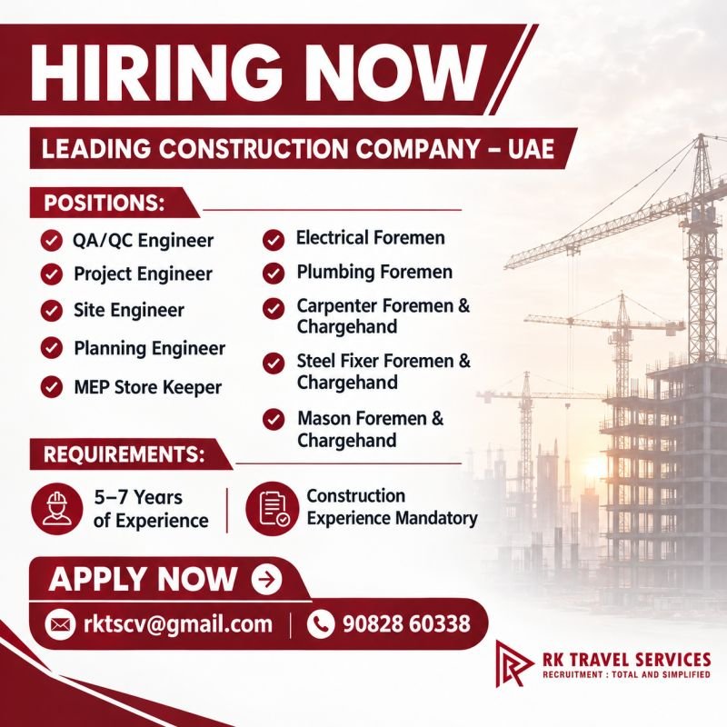 UAE : hiring experienced professionals for a leading construction company
