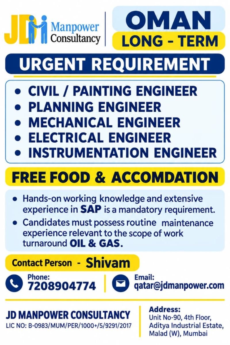 Oman Jobs 2026: Hiring Engineer - Apply Now