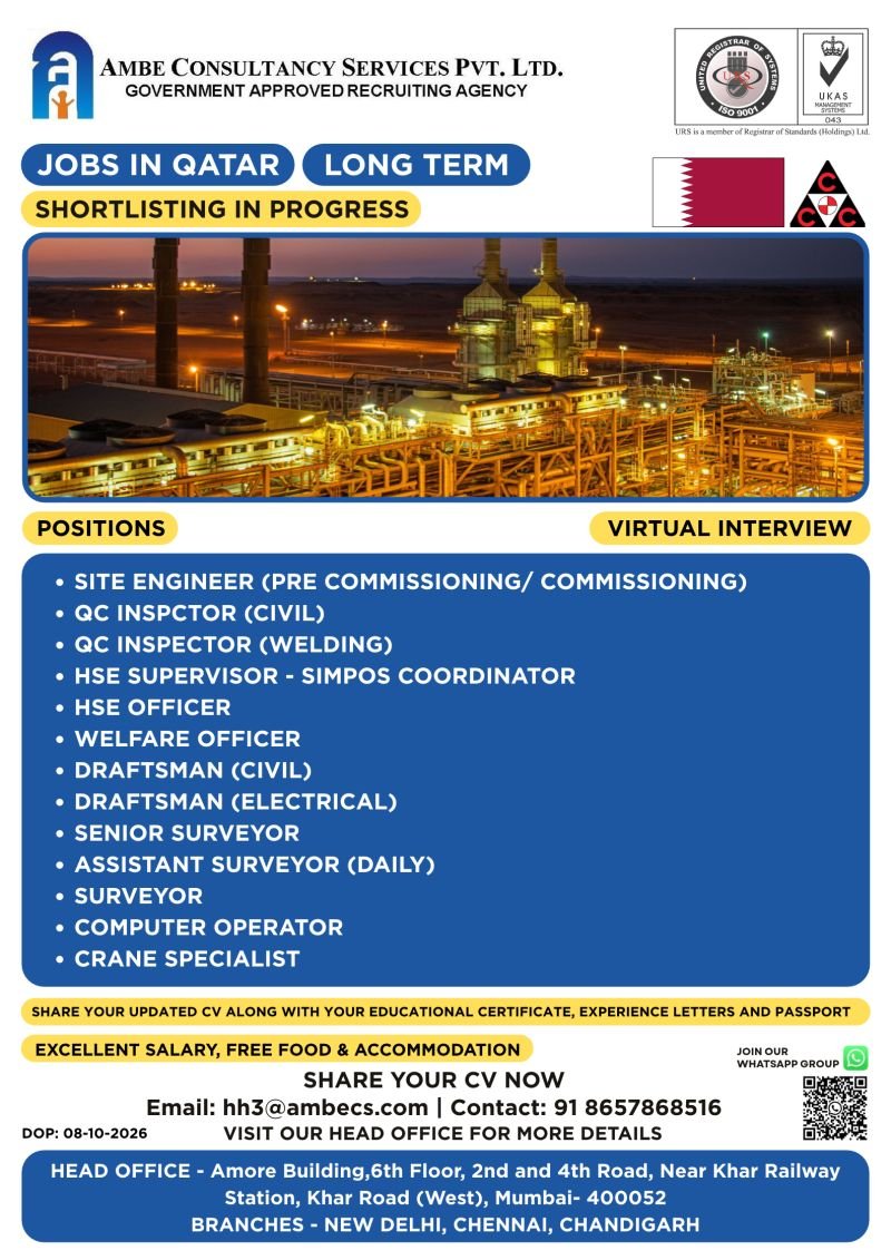 Qatar Jobs 2026: Urgent Hiring for Oil & Gas | NGL | EPC | Industrial Projects