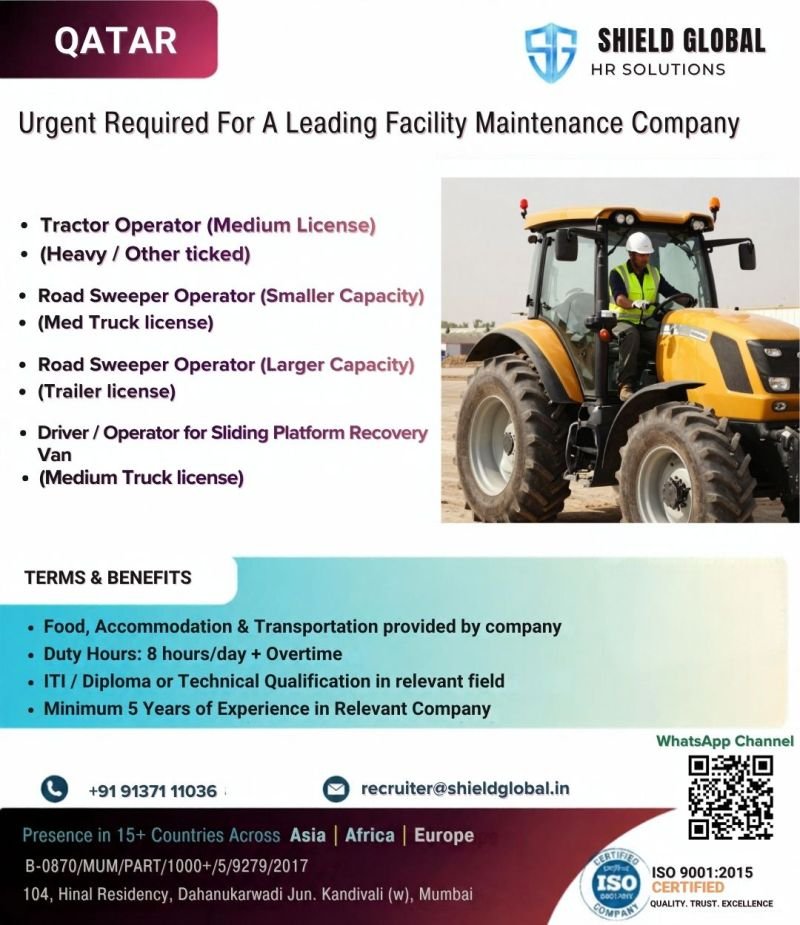 Facility Management Jobs in Qatar : Apply Now