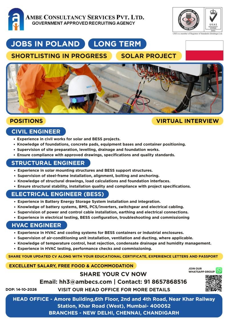 Poland Jobs 2026: Solar Project Engineer Vacancies | Apply Now