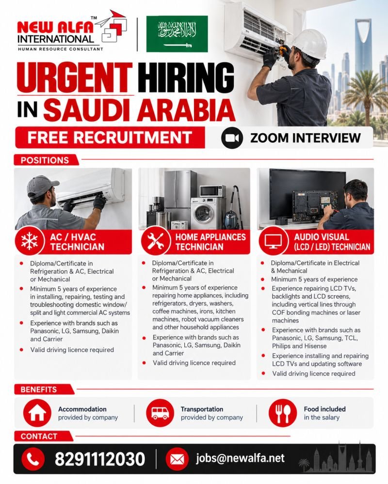Free Recruitment For Saudi Arabia Reputed Company | Zoom Interview