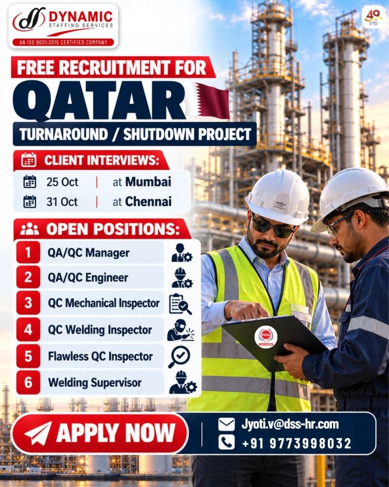 Qatar : Hiring experienced professionals for an upcoming Shutdown Project.
