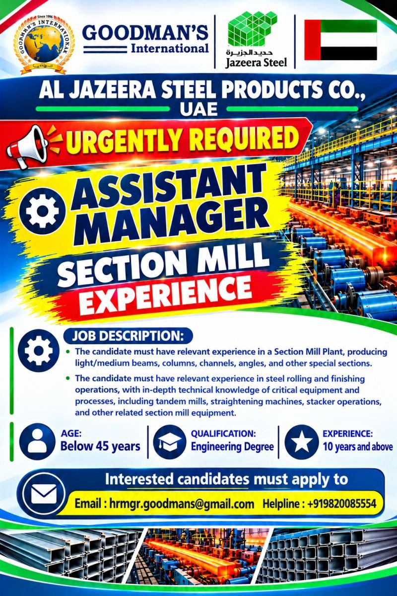 Hiring For Al Jazeera Steel Products Company - UAE