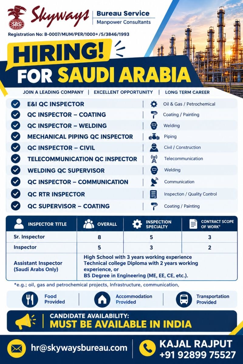 Job opportunities for a leading company in Saudi Arabia - Apply Now