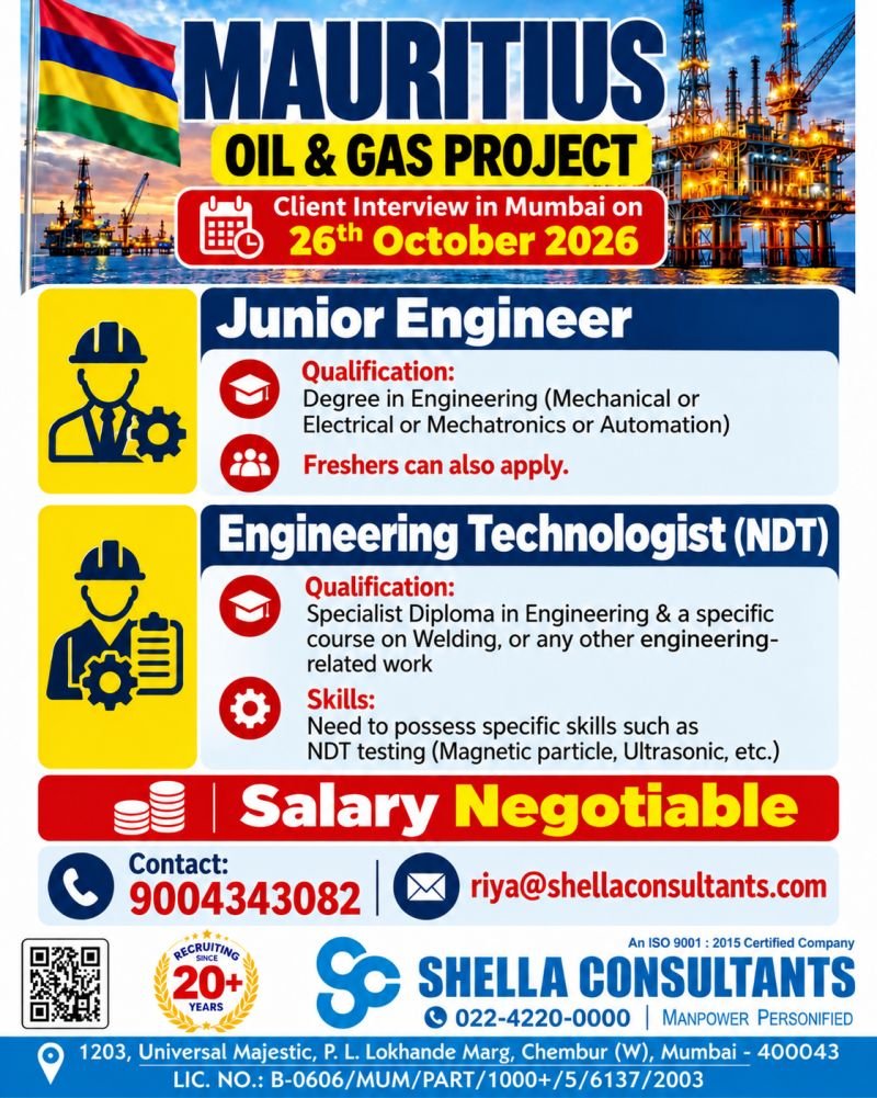 MAURITIUS - Hiring For Oil & Gas Project 