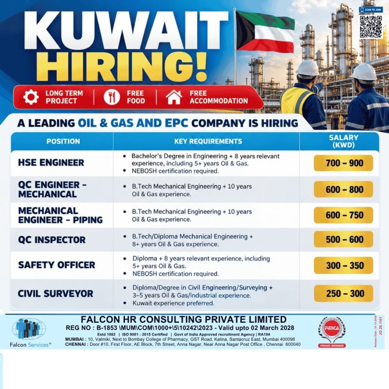 Kuwait : Oil & Gas EPC Company Jobs Kuwait : Oil & Gas EPC Company Jobs