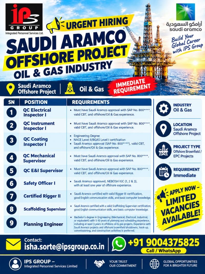 Saudi Aramco Jobs | Offshore Brownfield | EPC Projects