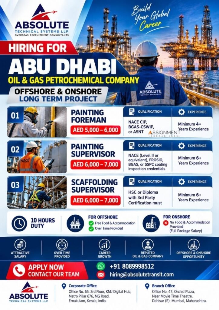 UAE : Hiring for long-term offshore and onshore projects 