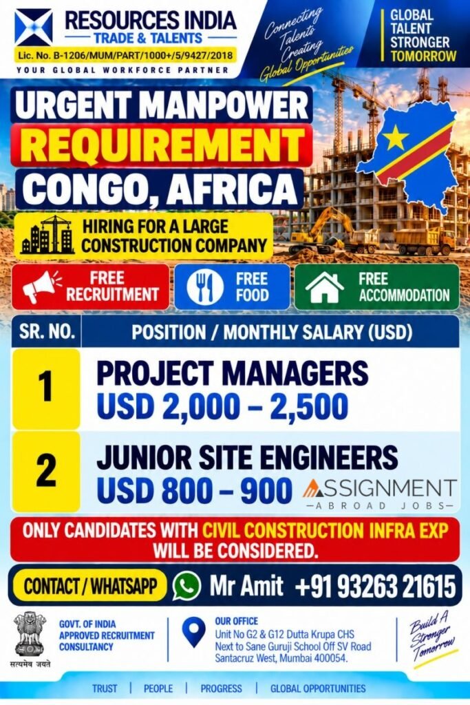 Urgent Hiring For Congo Africa