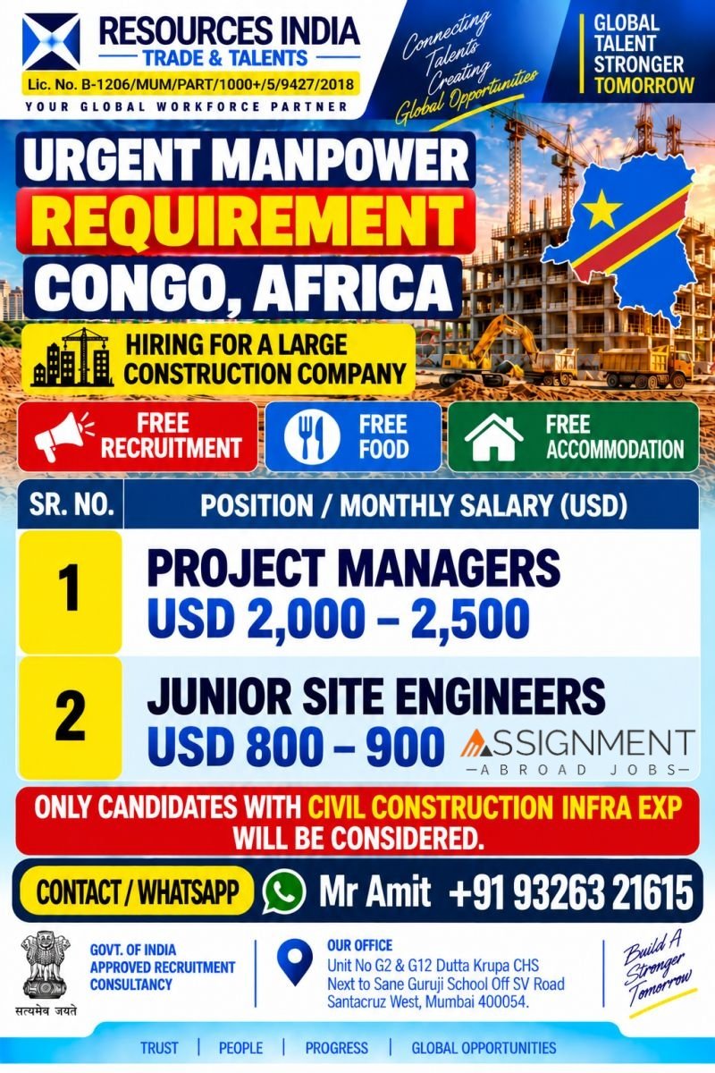 Urgent Hiring For Congo Africa
