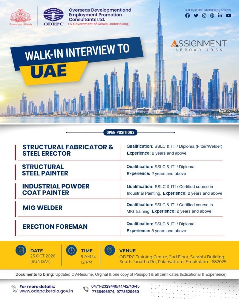 UAE : Urgent Hiring For Reputed Company