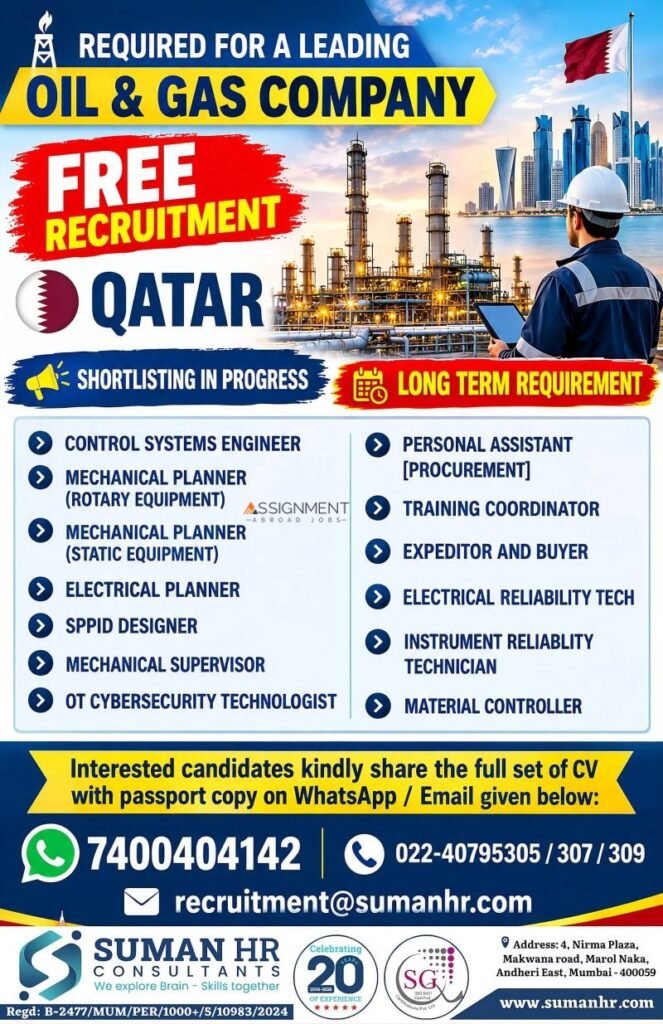 Qatar Oil and Gas Jobs 2026 – Free Recruitment