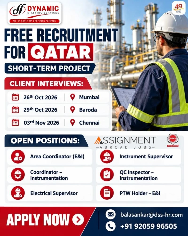 Free Recruitment For Qatar - Short Term Project