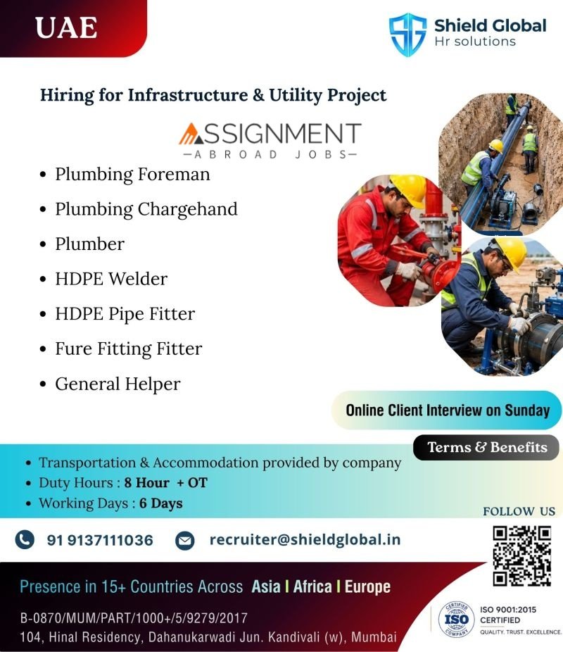UAE Jobs 2026 – Infrastructure & Utility Project | Urgent Vacancies UAE Jobs 2026 – Infrastructure & Utility Project | Urgent Vacancies
