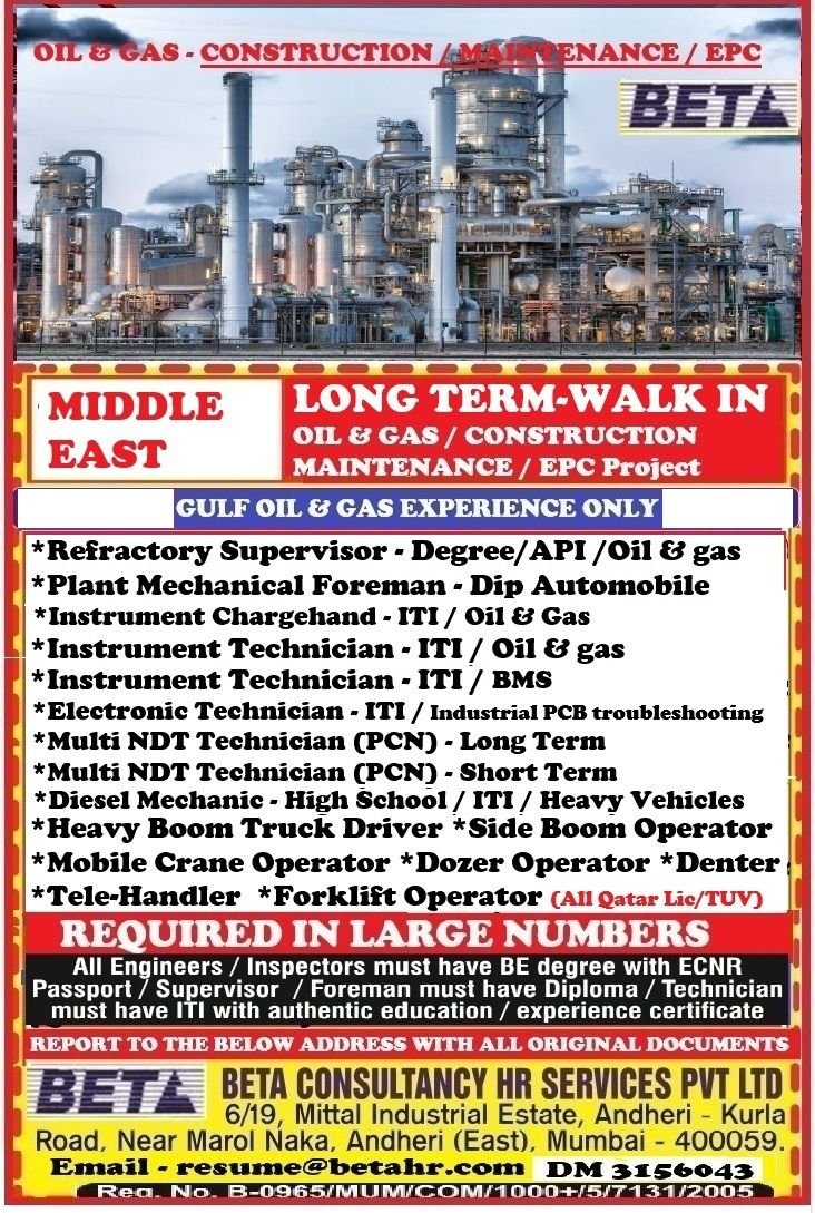 Middle East Jobs 2026: Recruitment for Oil and Gas Projects