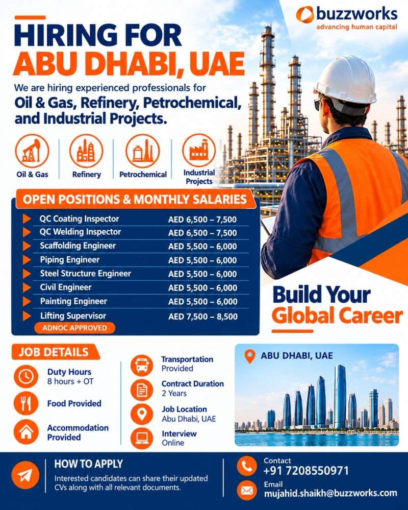 Abu Dhabi Jobs 2026: Oil & Gas, Refinery and Petrochemical Recruitment Abu Dhabi Jobs 2026: Oil & Gas, Refinery and Petrochemical Recruitment