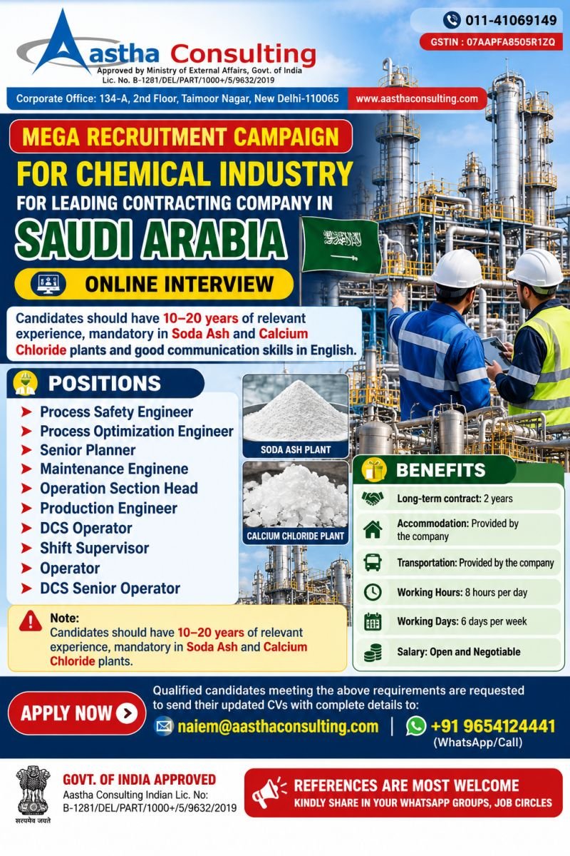 Saudi Arabia Chemical Industry Jobs 2026: Apply Now