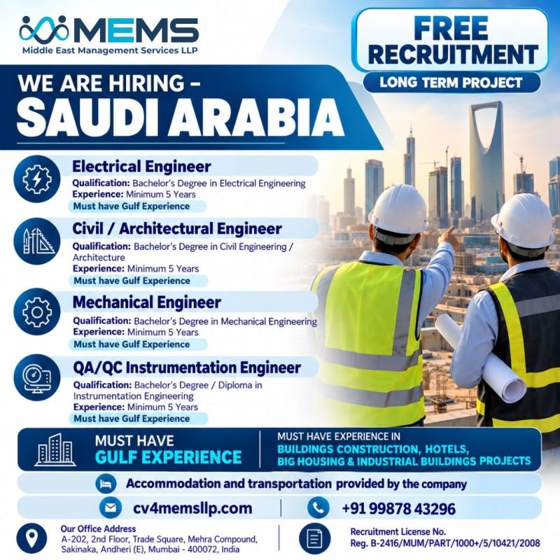 Hiring Engineers for Saudi Arabia