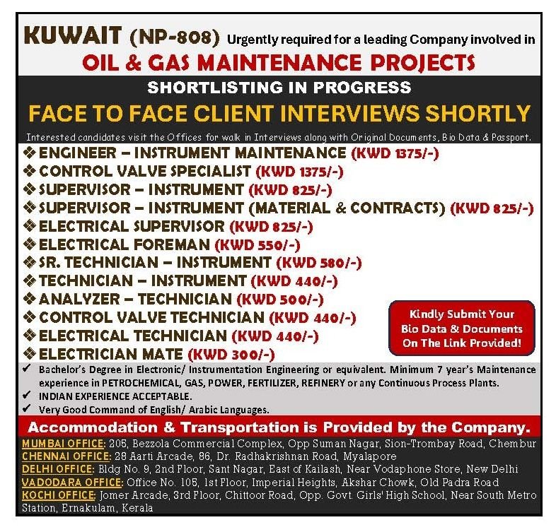 Kuwait Jobs 2026: Oil and Gas Maintenance Project Recruitment