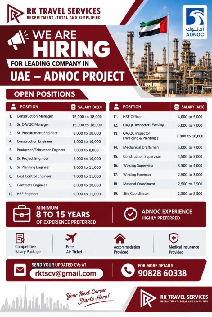 UAE Jobs 2026: 19 Vacancies at Leading Oil & Gas Company