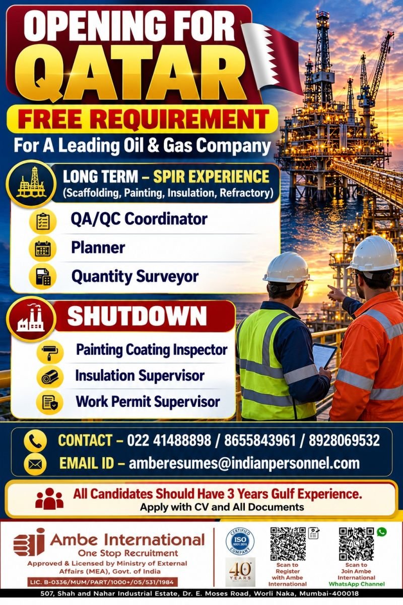 Free Recruitment for Qatar - Oil & Gas Company