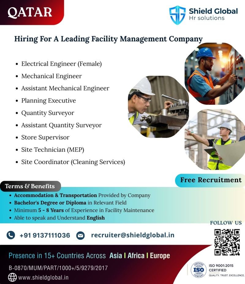 Qatar : Free Recruitment for Facility Management Company