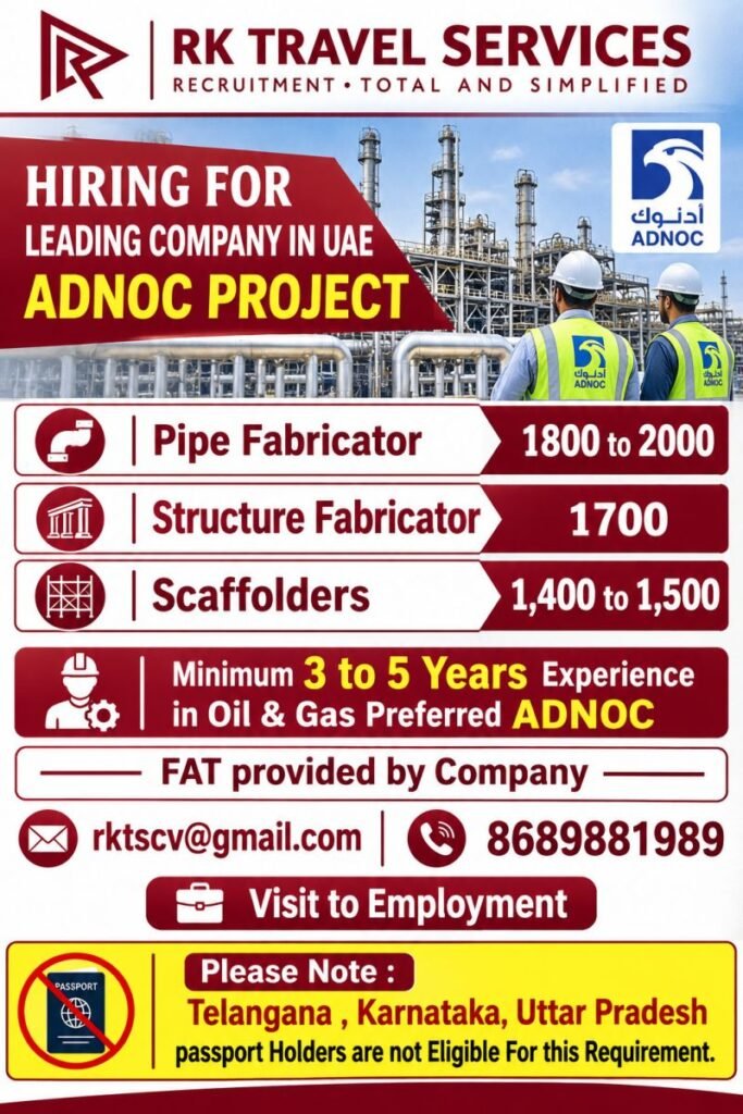 Hiring for a leading company in the UAE 
