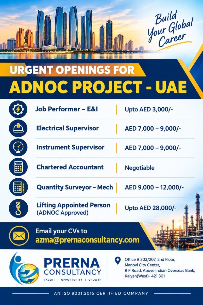 UAE Project Jobs 2026: Salary Upto AED 28,000