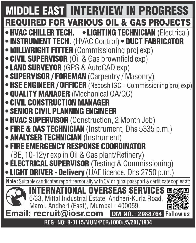 Middle East Oil and Gas Jobs 2026 – 16 Vacancies for Technicians, Supervisors and Engineers