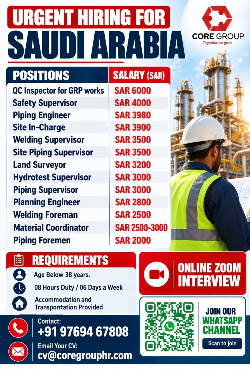 Saudi Arabia : Hiring For Oil & Gas / Industrial Projects sector
