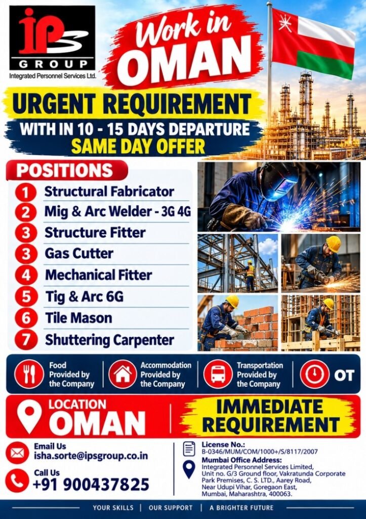 Oman Jobs 2026: Urgent Recruitment for Fabricators, Welders and Many More..