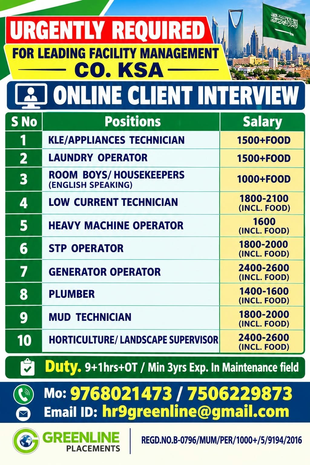 Saudi Arabia Jobs 2026: Facility Management Company Recruitment