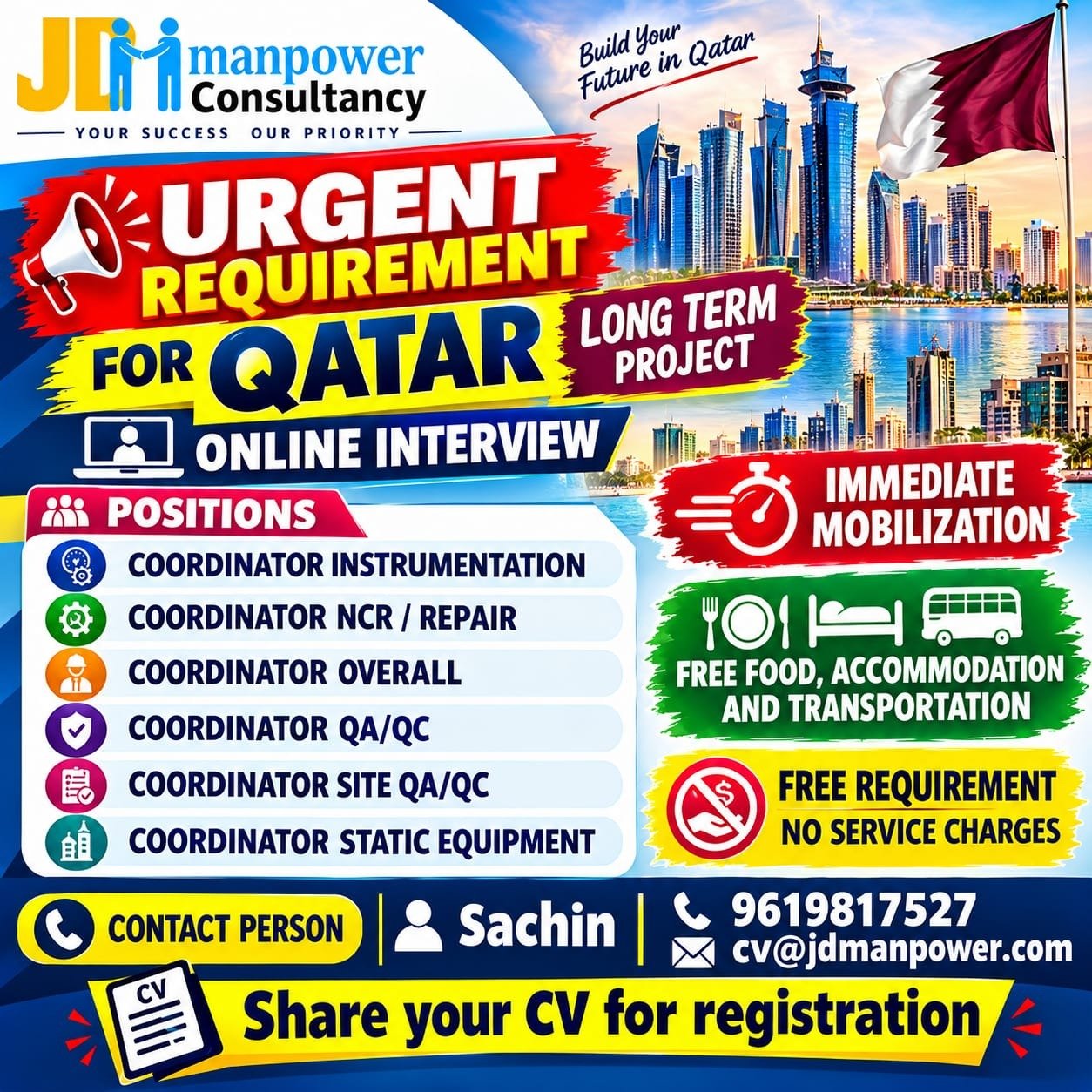Qatar Jobs 2026 | Coordinator Vacancies | Long-Term Project
