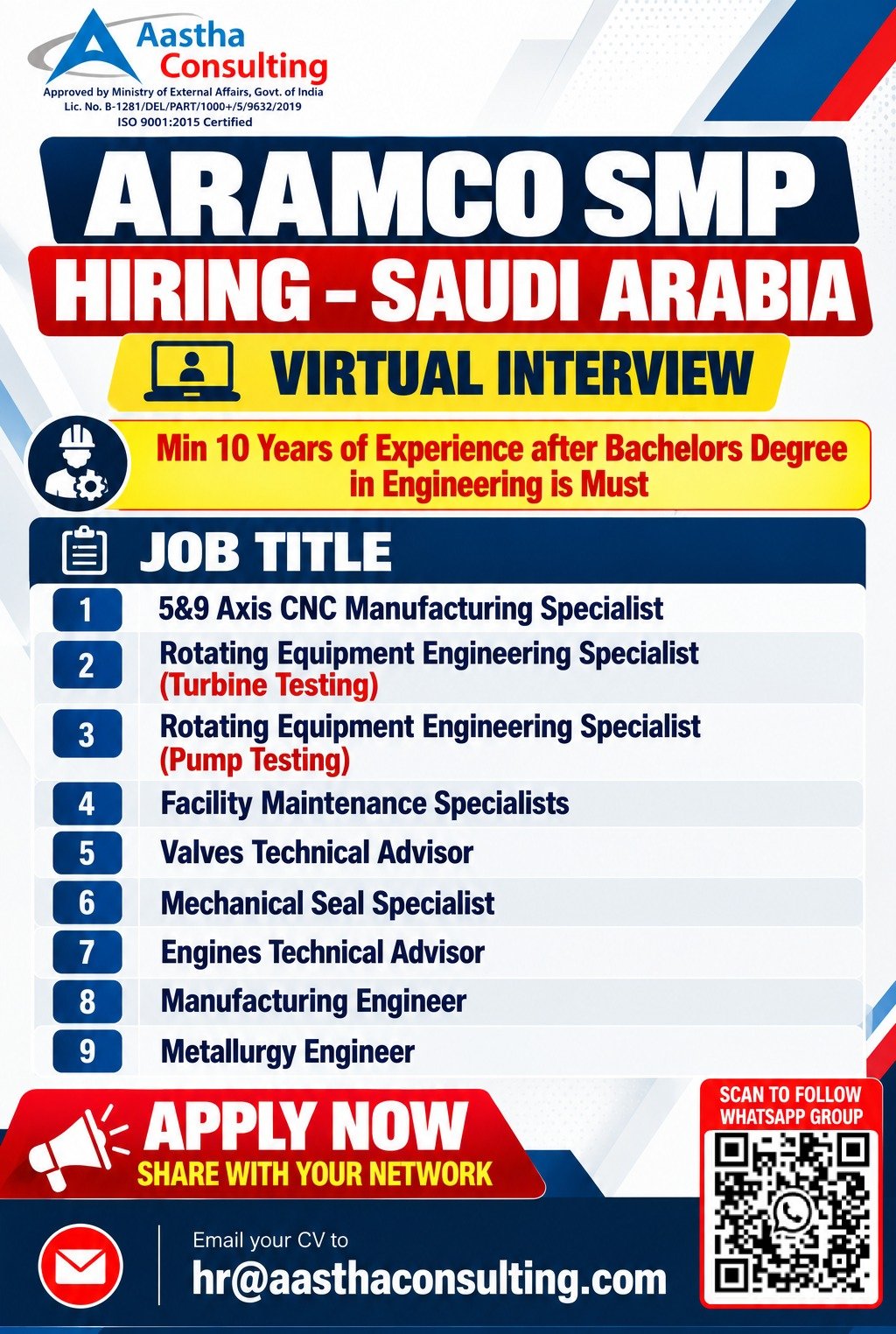 Saudi Aramco SMP Jobs 2026: 9 Engineering Specialist Vacancies