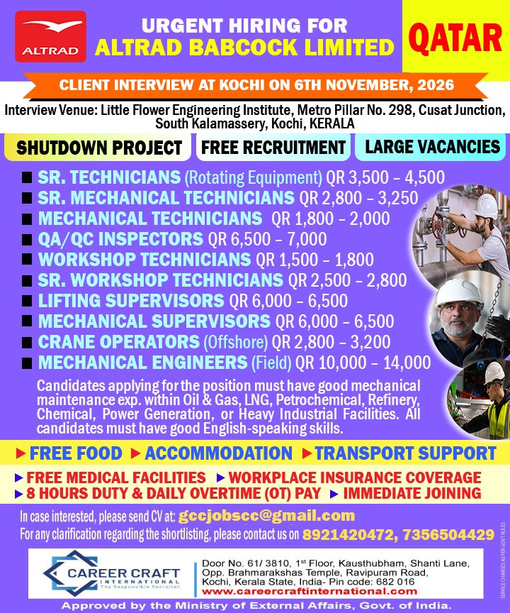 Qatar Jobs 2026: Altrad Babcock Limited Hiring for Shutdown Project