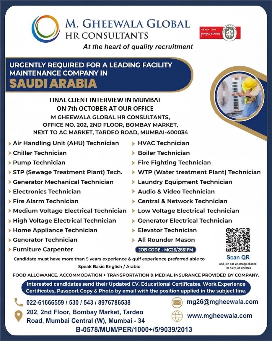 Saudi Arabia Jobs 2026 – Facility Maintenance Vacancies 
