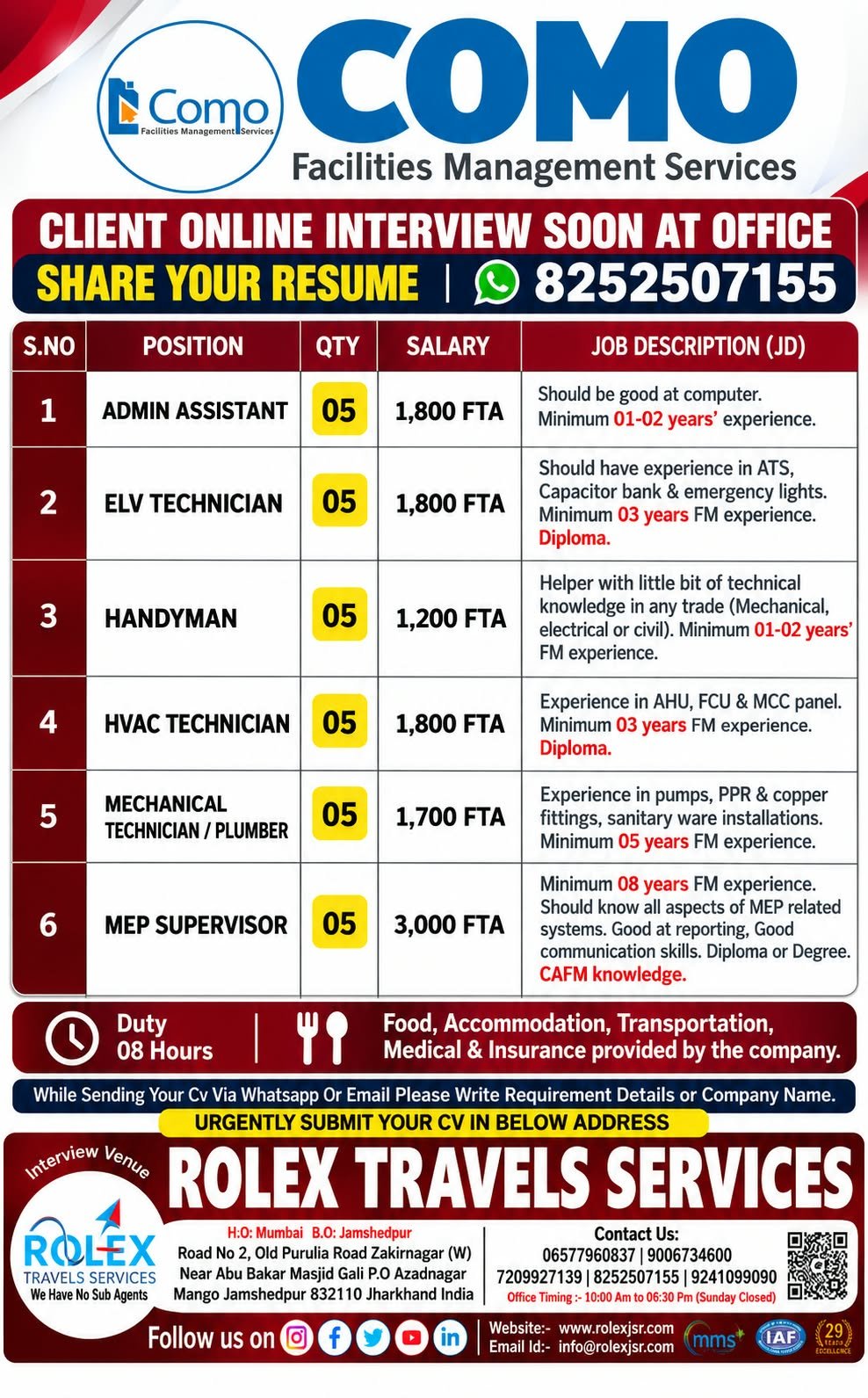 Qatar Jobs 2026: COMO Facilities Management Hiring 