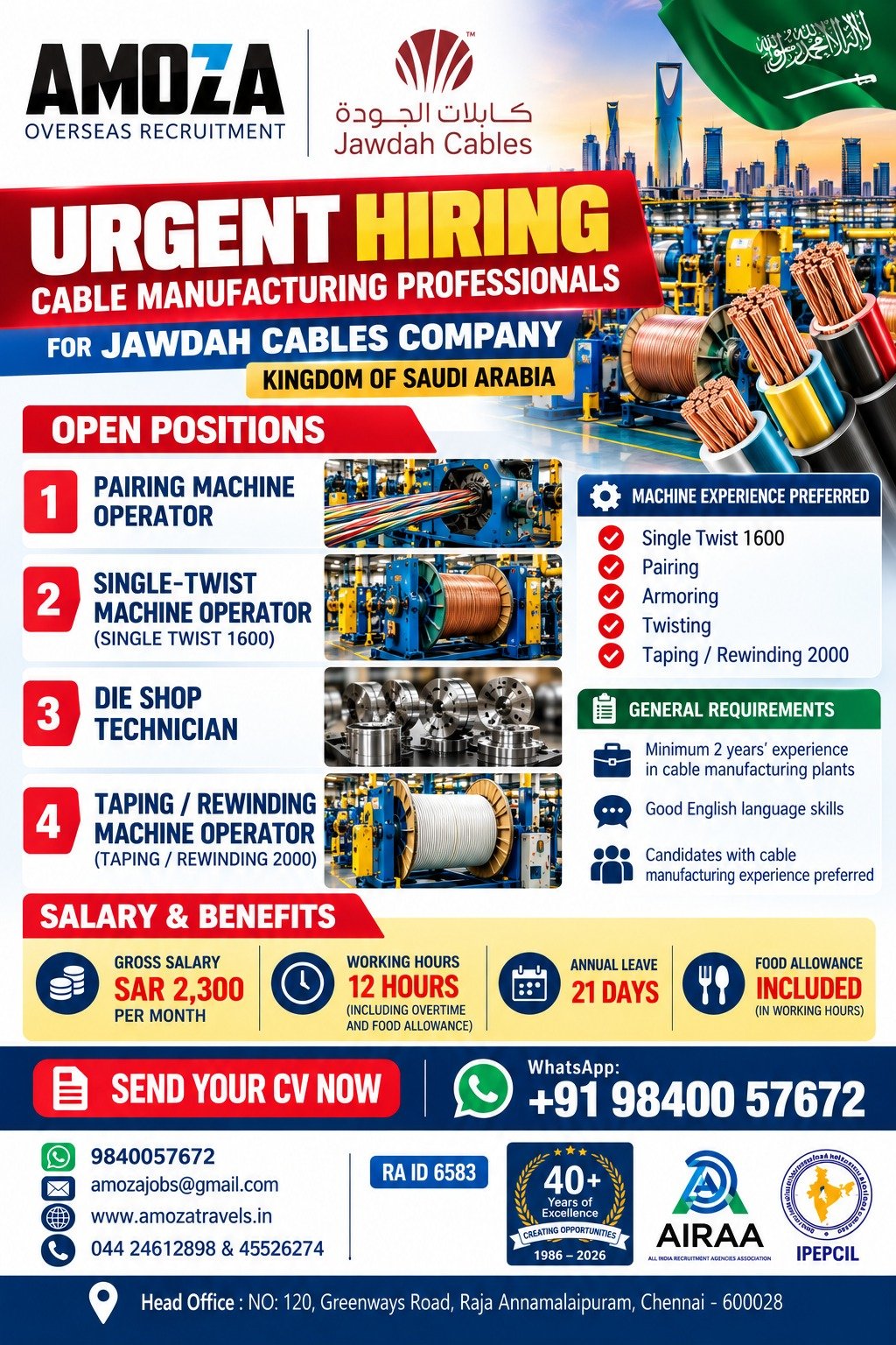 Saudi Arabia Jobs 2026: Jawdah Cables Company Hiring