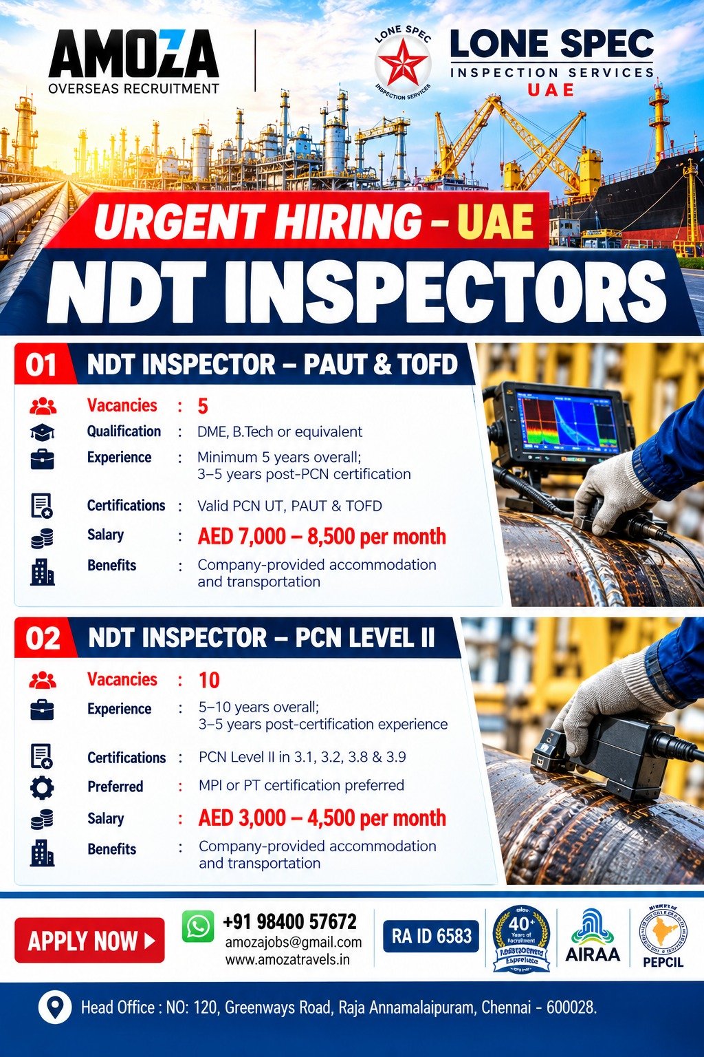 UAE Jobs 2026: NDT Inspector Vacancies at Lone Spec Inspection Services