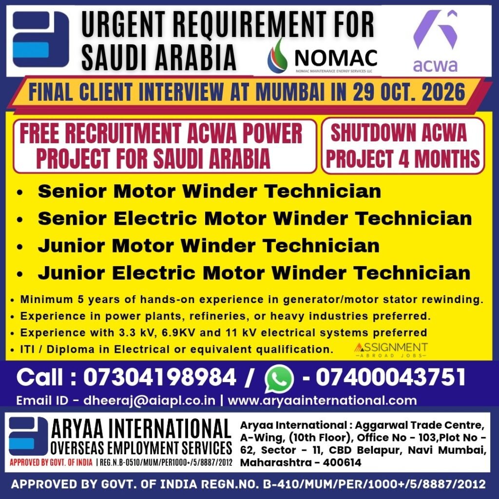 Saudi Arabia Jobs 2026: Urgent hiring for  ACWA Power Project