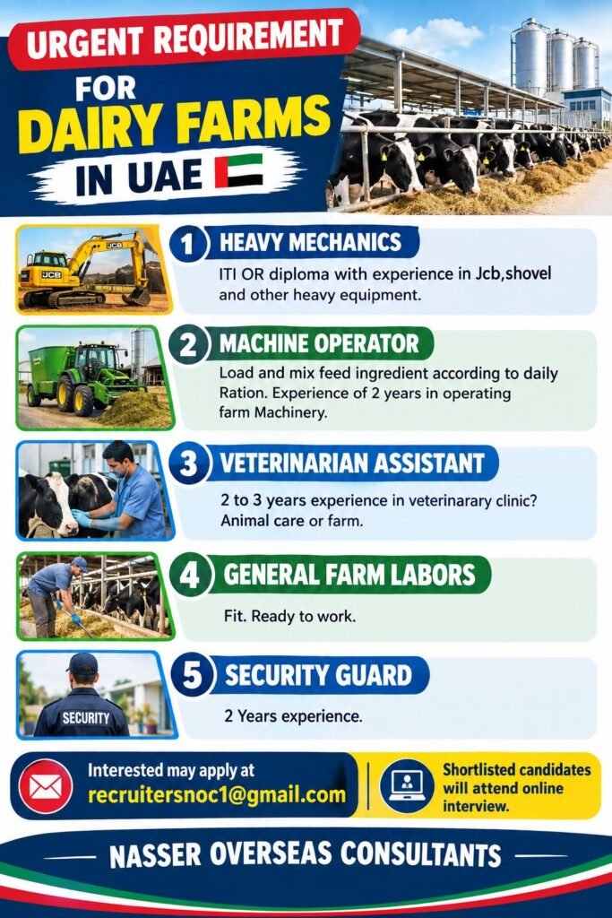 Dairy Farm Jobs in UAE 2026 - Apply Now