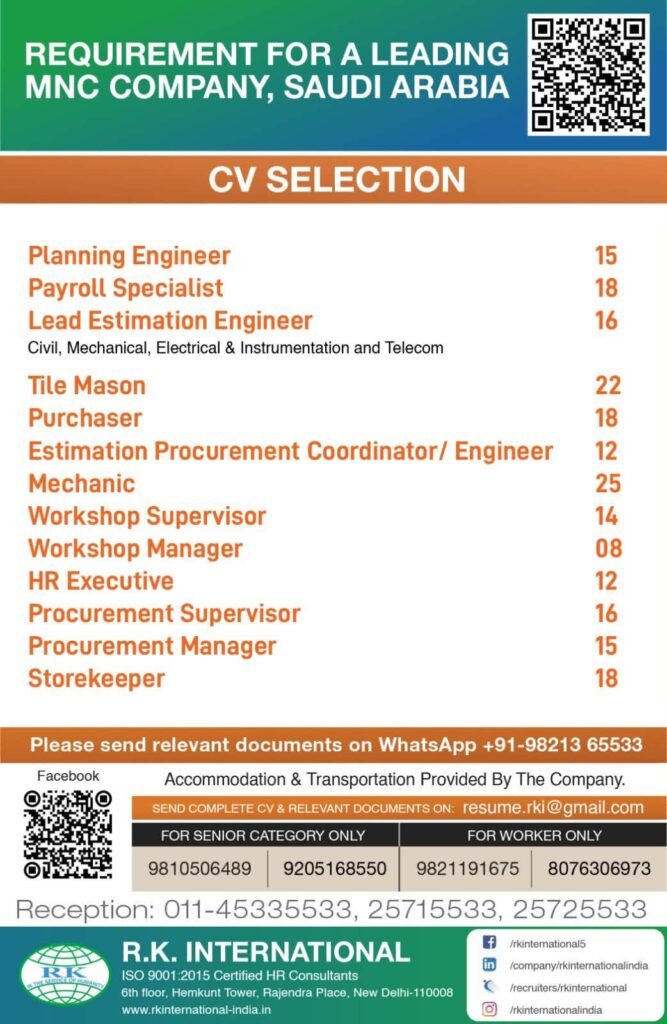 Saudi Arabia Jobs 2026 – Leading MNC Company Recruitment for Engineers, Managers and Skilled Workers
