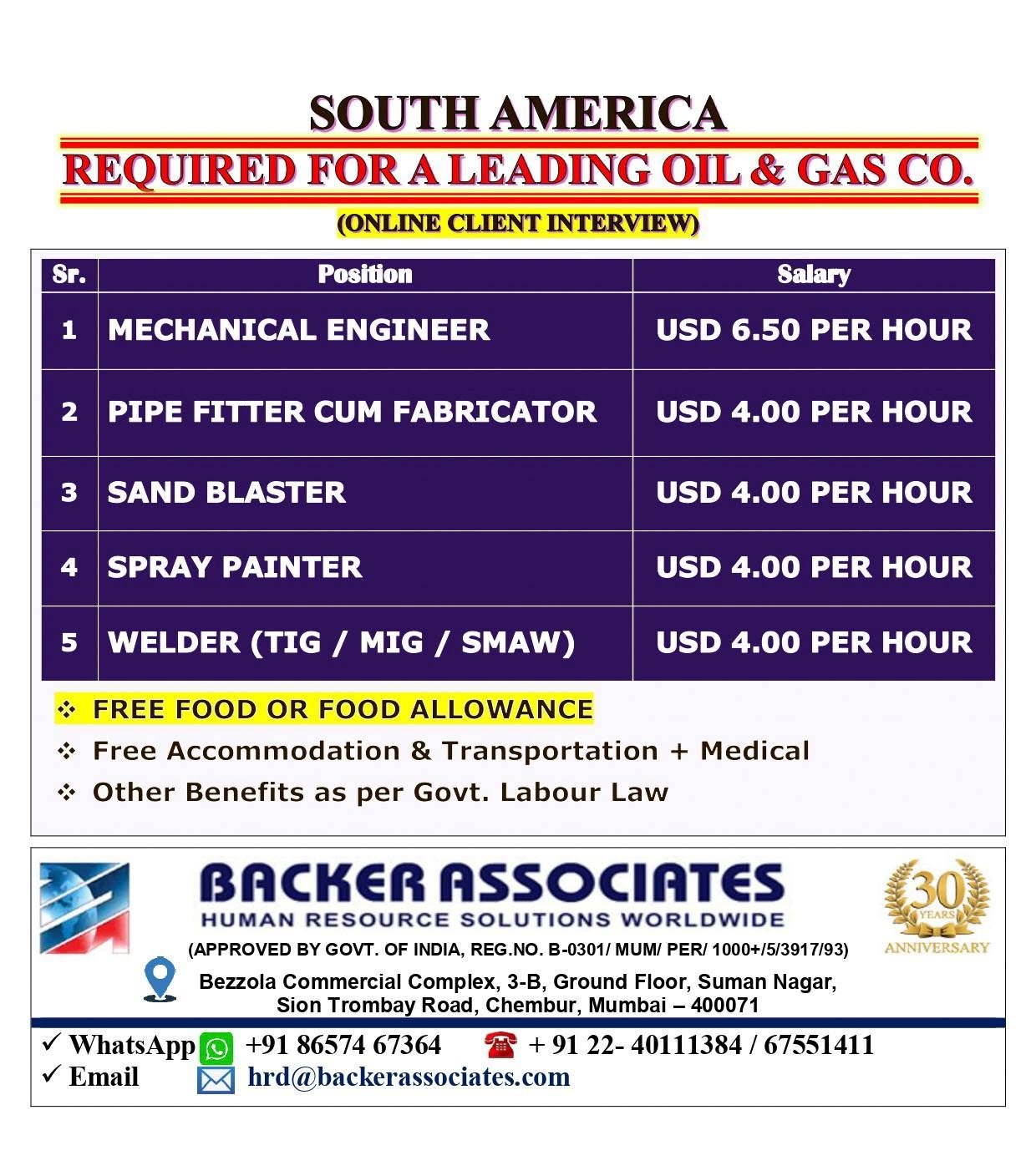 Hiring For Leading Company in South America
