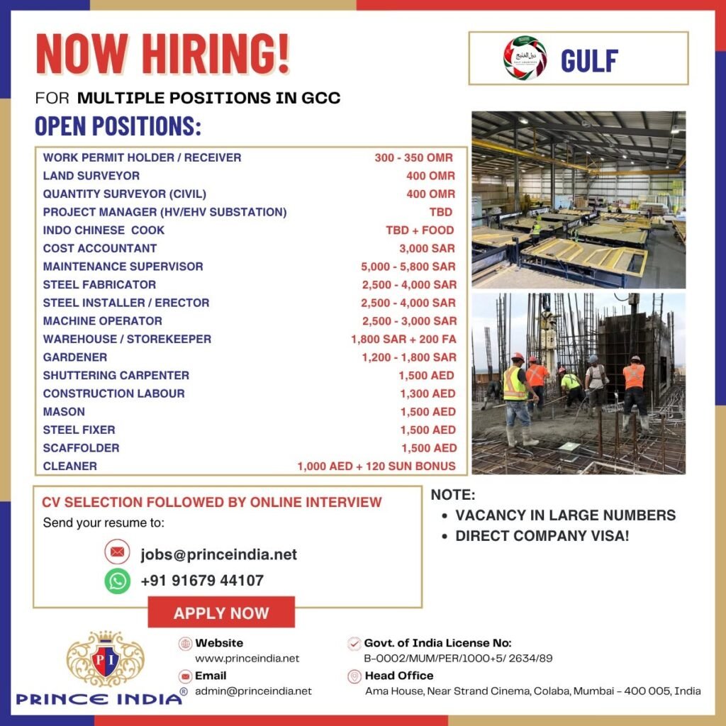 Hiring For Oman, Saudi Arabia & UAE