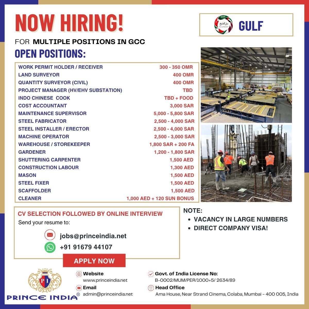 Hiring For Oman, Saudi Arabia & UAE