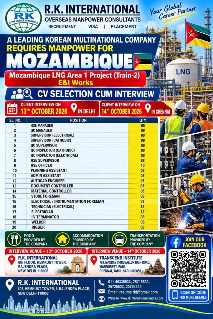 Mozambique LNG Jobs 2026 – E&I Project Vacancies - Apply Today