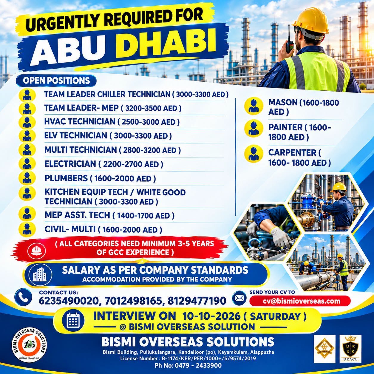 Abu Dhabi Jobs 2026: MEP, HVAC, Electrical and Civil Vacancies