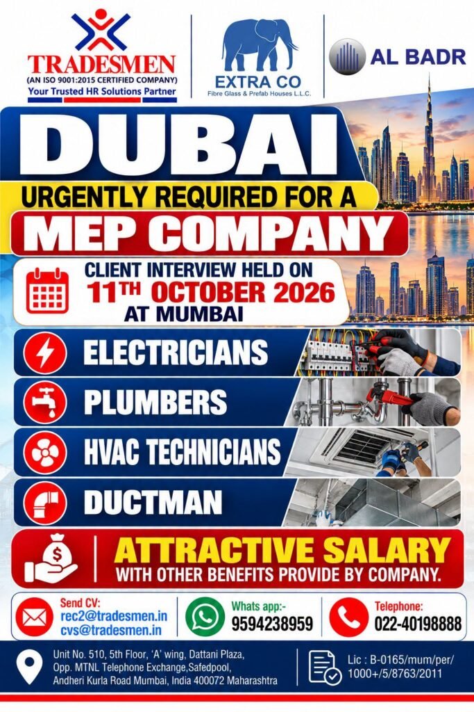 Dubai MEP Company Jobs 2026